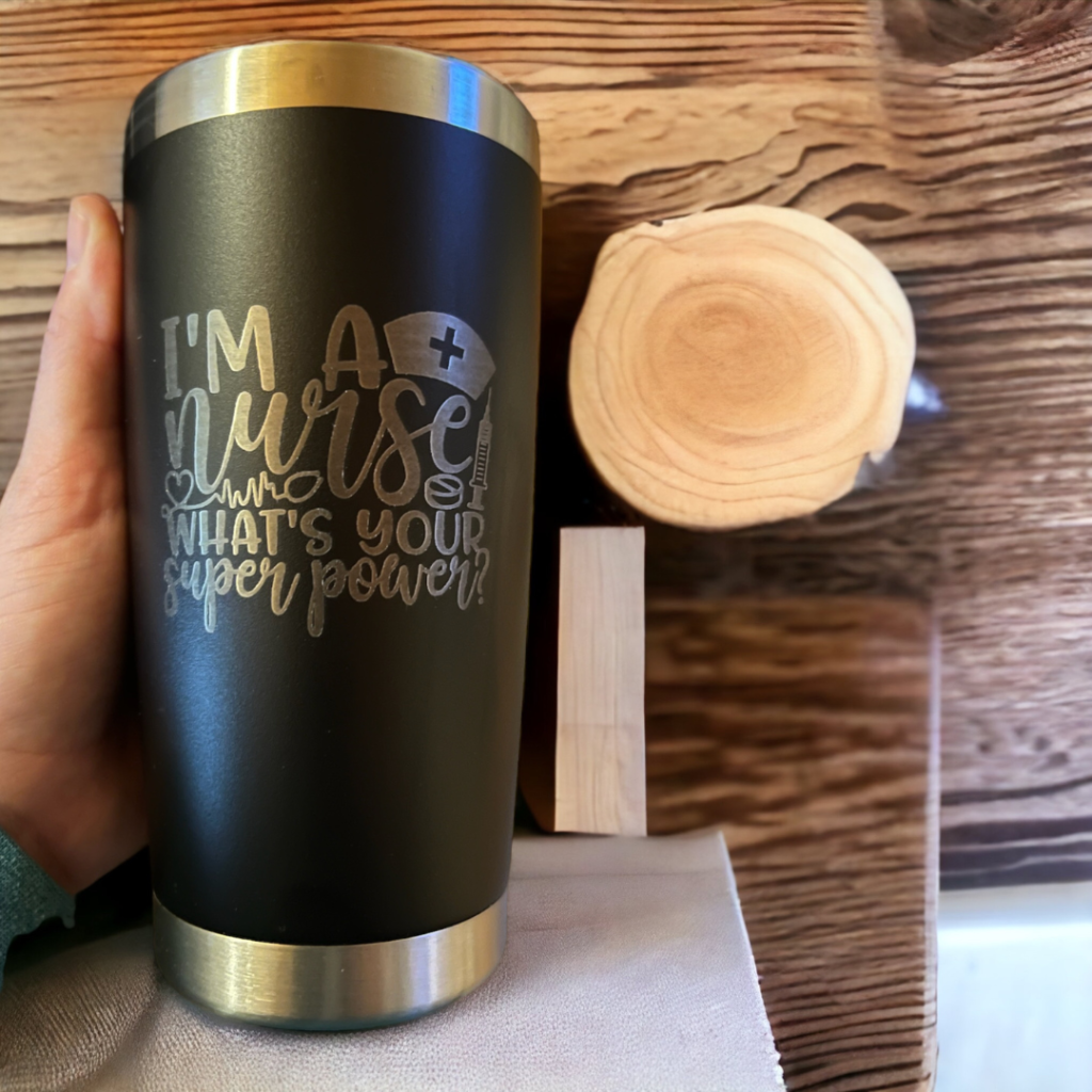 Laser-engraved thermos and drinkware by Creative Adventure Co.